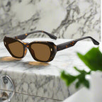 "Larissa" Angular Frame Cat - Eye Sunglasses (Leopard ) - Sunglasses | Zavonix