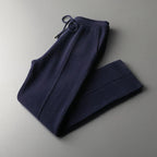 Larenzi Wool Blend Trousers — Soft Cashmere Merino Pants with Tailored Fit (Blue S) - | Zavonix