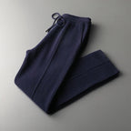 Larenzi Wool Blend Trousers — Soft Cashmere Merino Pants with Tailored Fit (Blue S) - | Zavonix