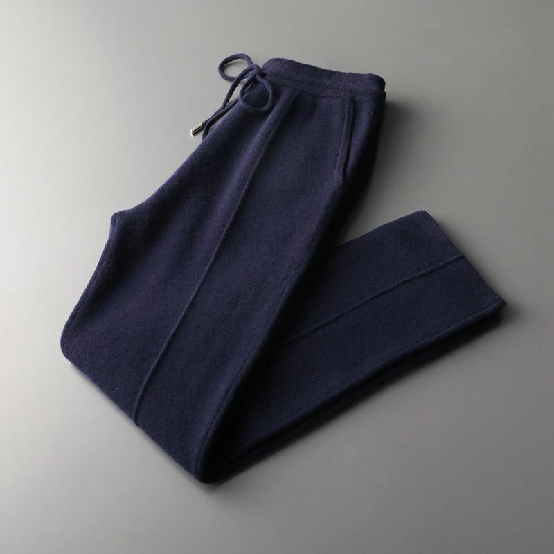 Larenzi Wool Blend Trousers — Soft Cashmere Merino Pants with Tailored Fit (Blue S) - | Zavonix