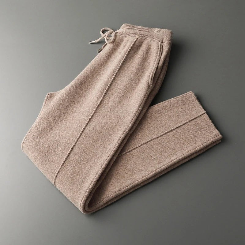 Larenzi Wool Blend Trousers — Soft Cashmere Merino Pants with Tailored Fit (Camel S) - | Zavonix