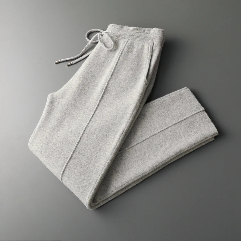 Larenzi Wool Blend Trousers — Soft Cashmere Merino Pants with Tailored Fit (Light Grey S) - | Zavonix