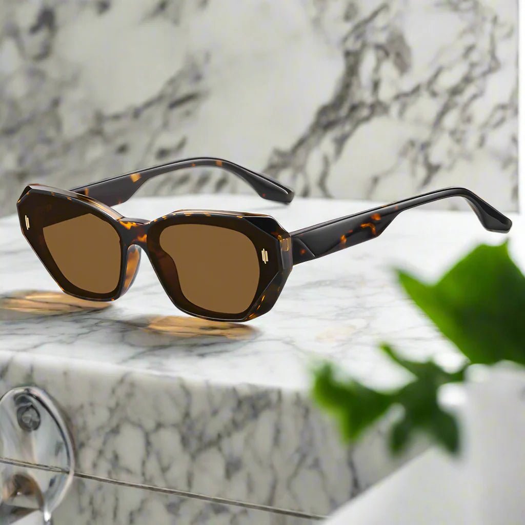 "Larissa" Angular Frame Cat - Eye Sunglasses (Black ) - Sunglasses | Zavonix