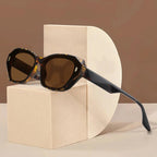 "Larissa" Angular Frame Cat - Eye Sunglasses (Leopard ) - Sunglasses | Zavonix