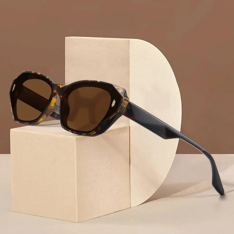 "Larissa" Angular Frame Cat - Eye Sunglasses (Leopard ) - Sunglasses | Zavonix