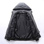 Larken — Premium Camouflage Leather Jacket with Detachable Hood (Blue XS) - | Zavonix