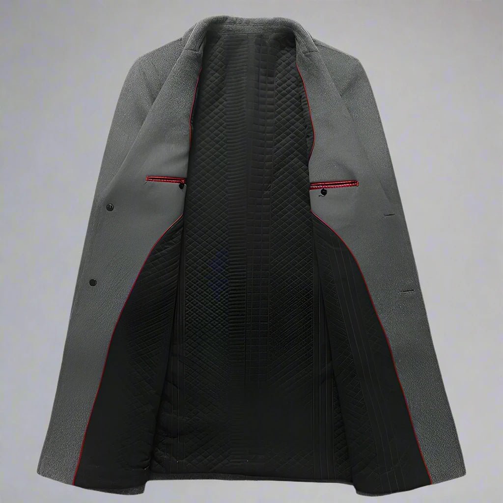 Larken Woolen Trench Coat — Tailored Warm Wool Coat for Cold Weather (Dark Grey XS) - | Zavonix