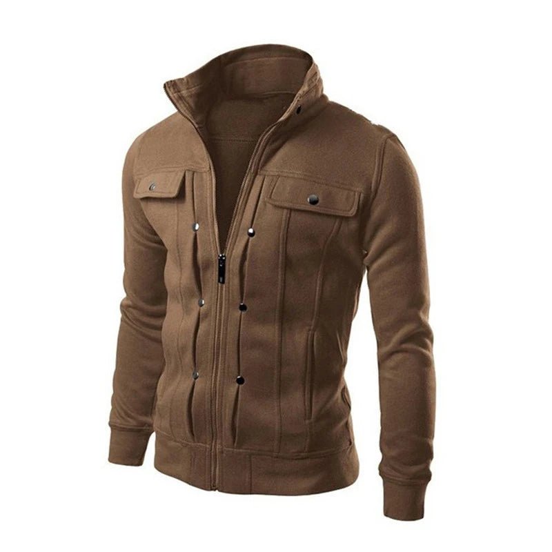 Larkin Zip - Up Sweater — Soft Durable Knit with Tailored Fit (Brown XS) - | Zavonix