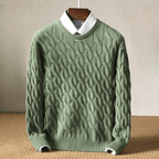 Larkins — Cashmere Merino Wool Cable Knit Sweater for Cool Weather (Navy Blue XS) - | Zavonix