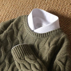 Larkins — Cashmere Merino Wool Cable Knit Sweater for Cool Weather (Navy Blue XS) - | Zavonix