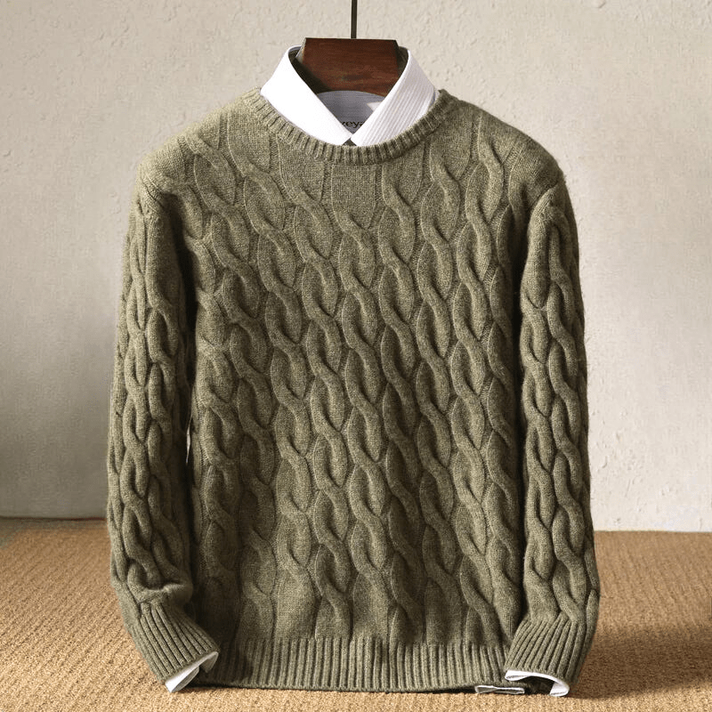 Larkins — Cashmere Merino Wool Cable Knit Sweater for Cool Weather (Navy Blue XS) - | Zavonix