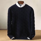 Larkins — Cashmere Merino Wool Cable Knit Sweater for Cool Weather (Navy Blue XS) - | Zavonix