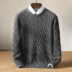 Larkins — Cashmere Merino Wool Cable Knit Sweater for Cool Weather (Gray XS) - | Zavonix