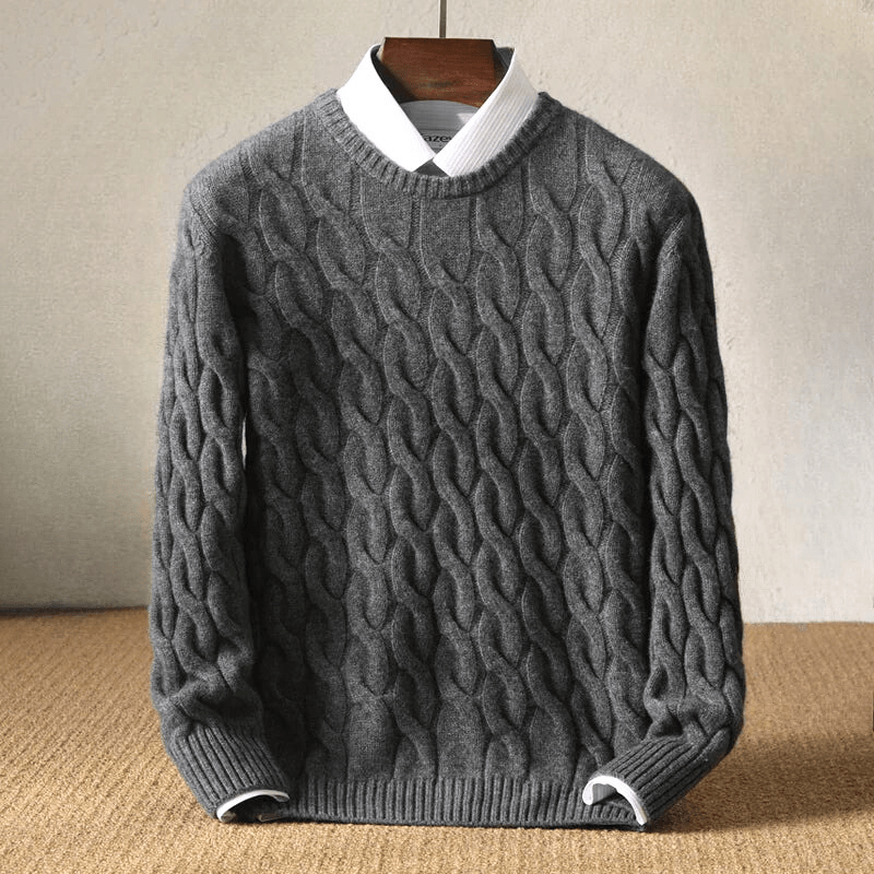 Larkins — Cashmere Merino Wool Cable Knit Sweater for Cool Weather (Gray XS) - | Zavonix