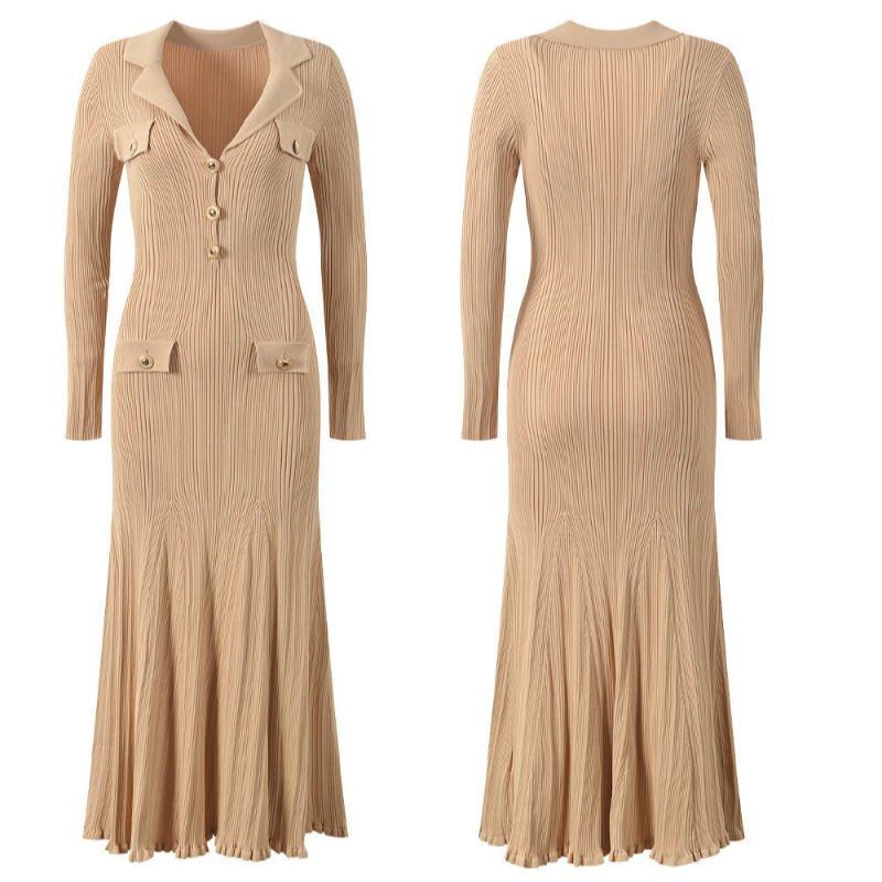 LARUEN™ KNIT DRESS (Beige XS) - | Zavonix