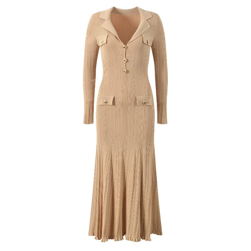 LARUEN™ KNIT DRESS (Beige XS) - | Zavonix
