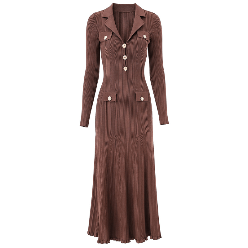 LARUEN™ KNIT DRESS (Brown XS) - | Zavonix