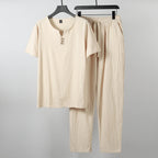 "Lazaro" Linen Tracksuit Set (Beige XS) - | Zavonix