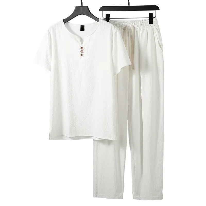 "Lazaro" Linen Tracksuit Set (Gray XS) - | Zavonix