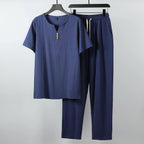 "Lazaro" Linen Tracksuit Set (Gray XS) - | Zavonix