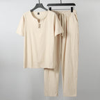 "Lazaro" Linen Tracksuit Set (Gray XS) - | Zavonix