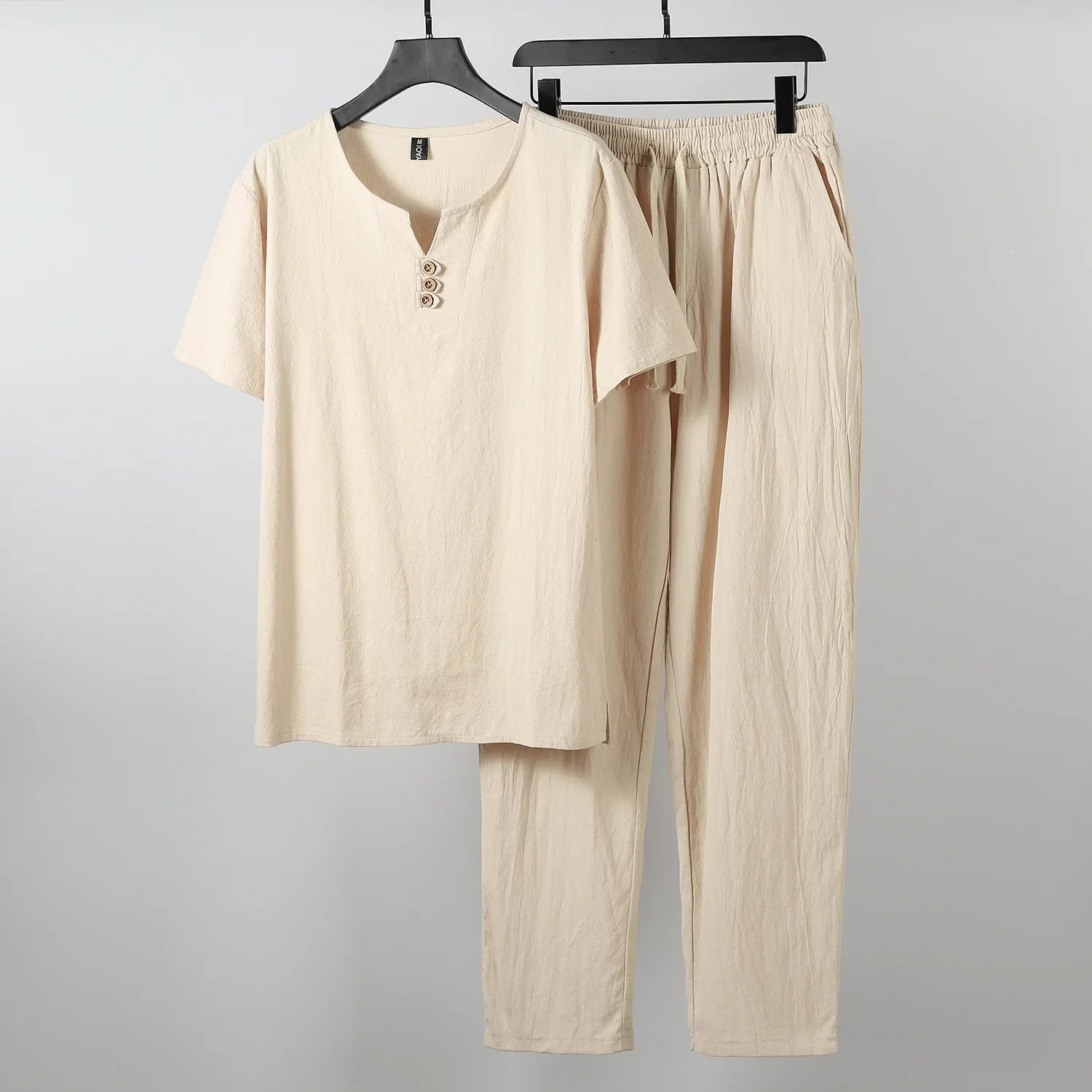 "Lazaro" Linen Tracksuit Set (Gray XS) - | Zavonix