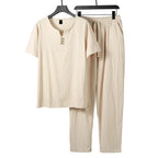 "Lazaro" Linen Tracksuit Set (White XS) - | Zavonix