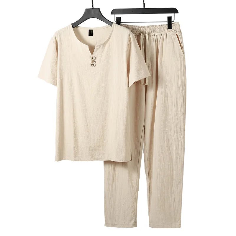 "Lazaro" Linen Tracksuit Set (White XS) - | Zavonix