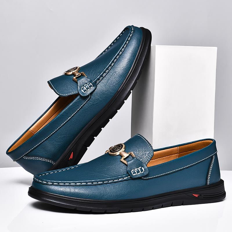 Leather Loafers™ — Command Respect with Every Step in Unstoppable Comfort and Style (Blue 46) - Shoes | Zavonix