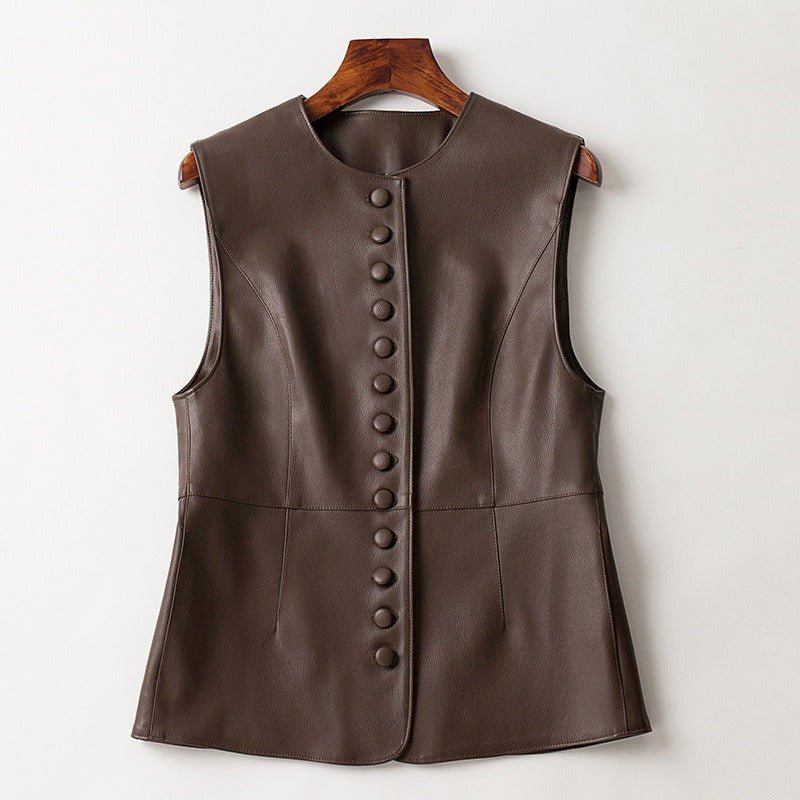LEATHER VEST ANNA (Black XS) - | Zavonix