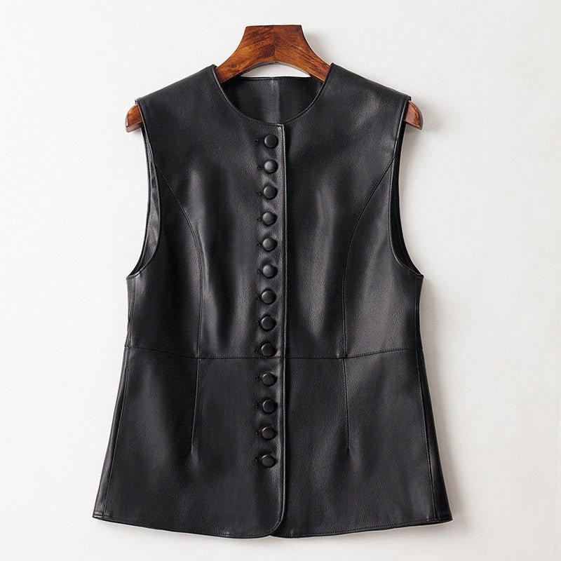 LEATHER VEST ANNA (Black XS) - | Zavonix