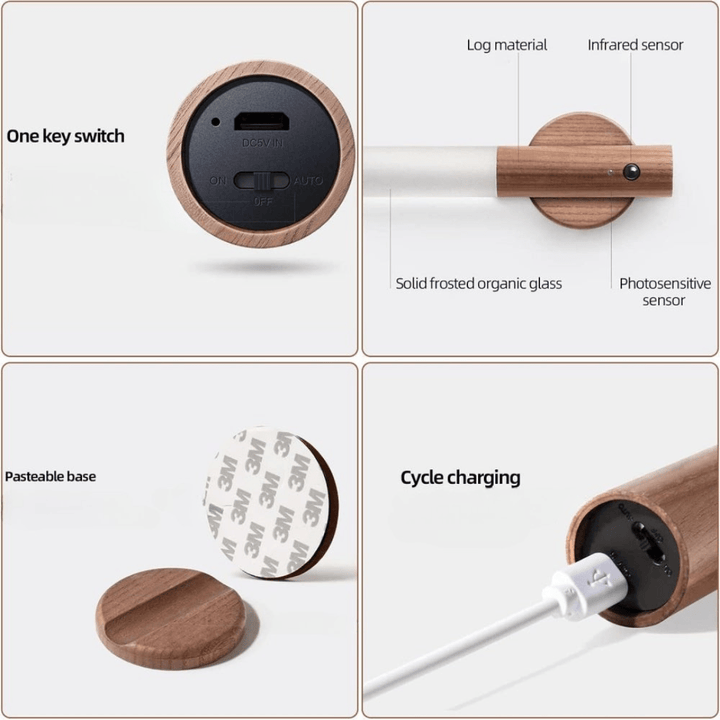 LED Motion Sensor Wall Light with Wooden Base – Energy Efficient and Stylish Design 8