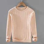 Lenaro — Lightweight Cotton Cable - Knit Sweater with Soft Texture (Black S) - | Zavonix