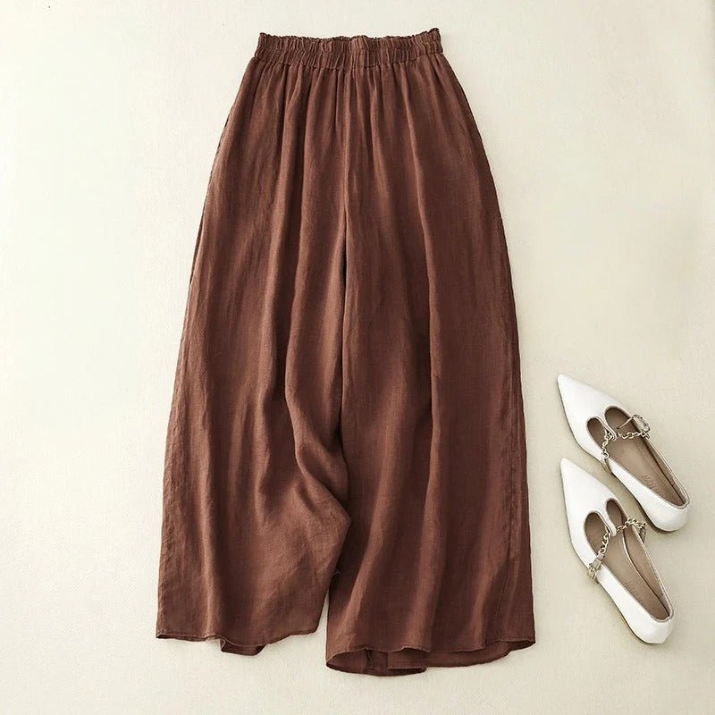 Leviano Linen Pants — Lightweight Tailored Trousers with Structured Fit (Brown XS) - | Zavonix