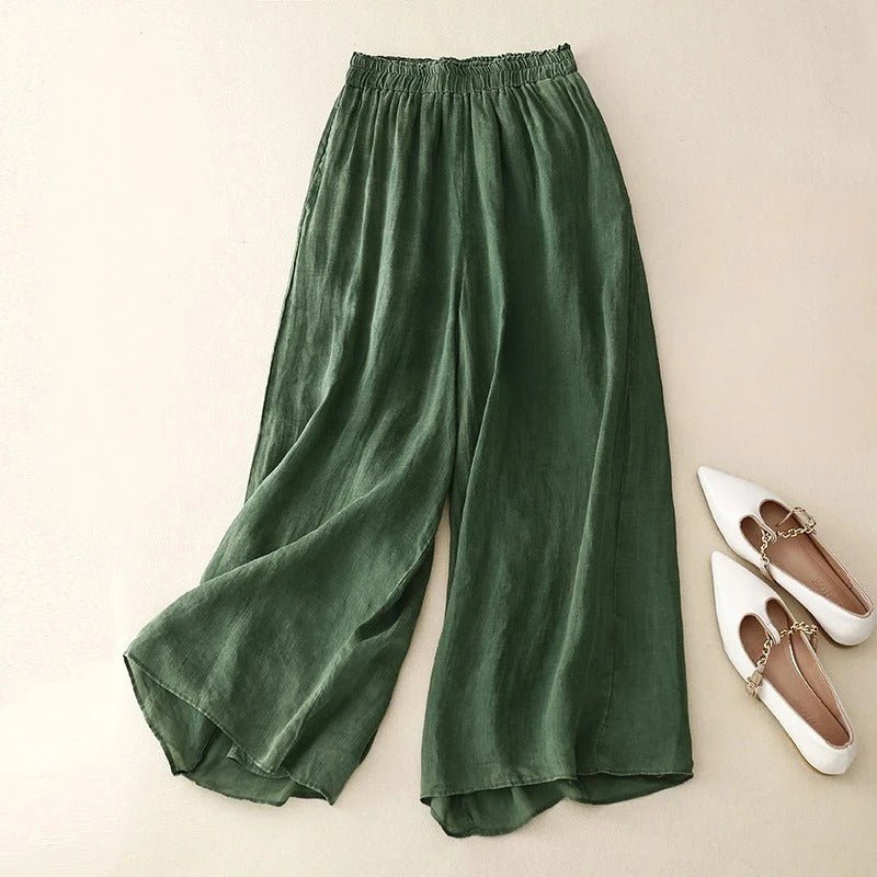 Leviano Linen Pants — Lightweight Tailored Trousers with Structured Fit (Green XS) - | Zavonix