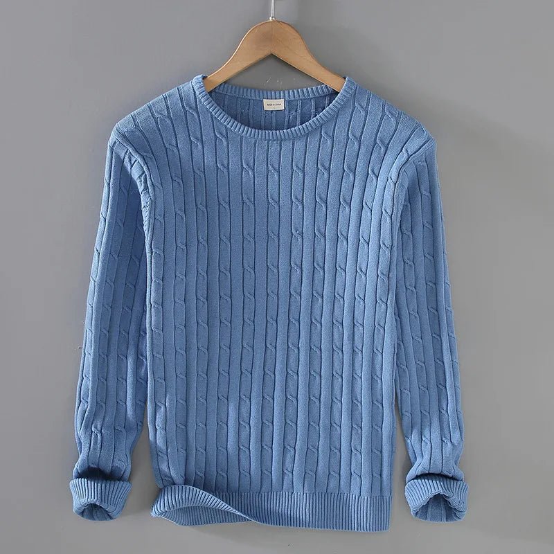 Lenaro — Lightweight Cotton Cable - Knit Sweater with Soft Texture (Black S) - | Zavonix