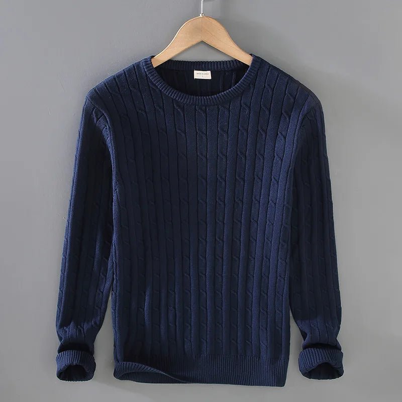 Lenaro — Lightweight Cotton Cable - Knit Sweater with Soft Texture (Black S) - | Zavonix