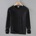 Lenaro — Lightweight Cotton Cable - Knit Sweater with Soft Texture (Black S) - | Zavonix