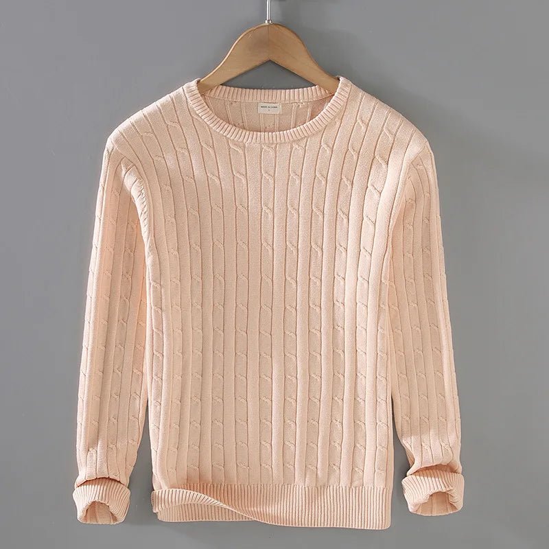 Lenaro — Lightweight Cotton Cable - Knit Sweater with Soft Texture (Black S) - | Zavonix