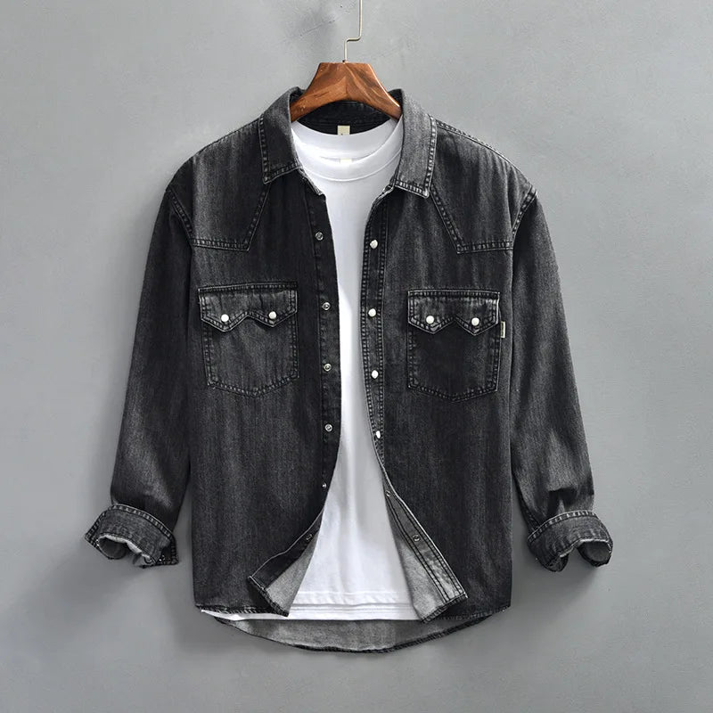 Lennox — Breathable Denim Jacket with Urban Western Style (Black 2XL) - | Zavonix