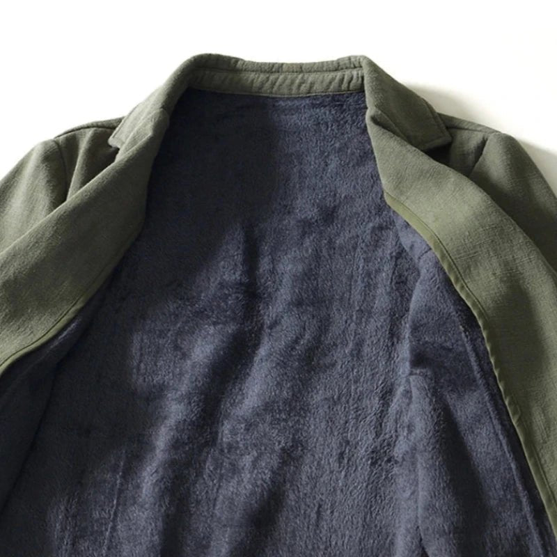 Lennox — Cozy Fleece - Lined Linen Blazer with Relaxed Fit (Green XS) - | Zavonix