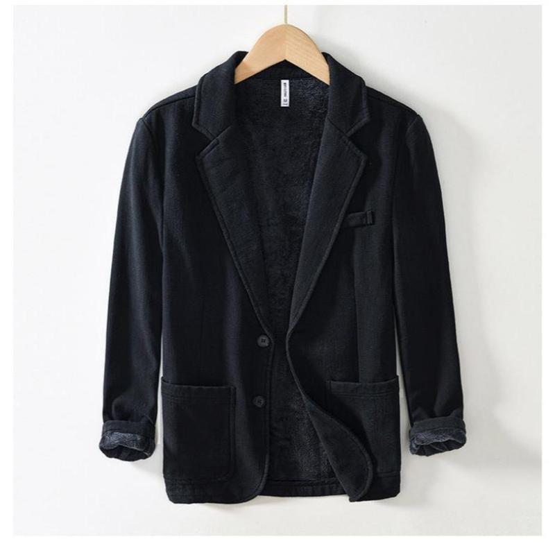 Lennox — Cozy Fleece - Lined Linen Blazer with Relaxed Fit (Black XS) - | Zavonix