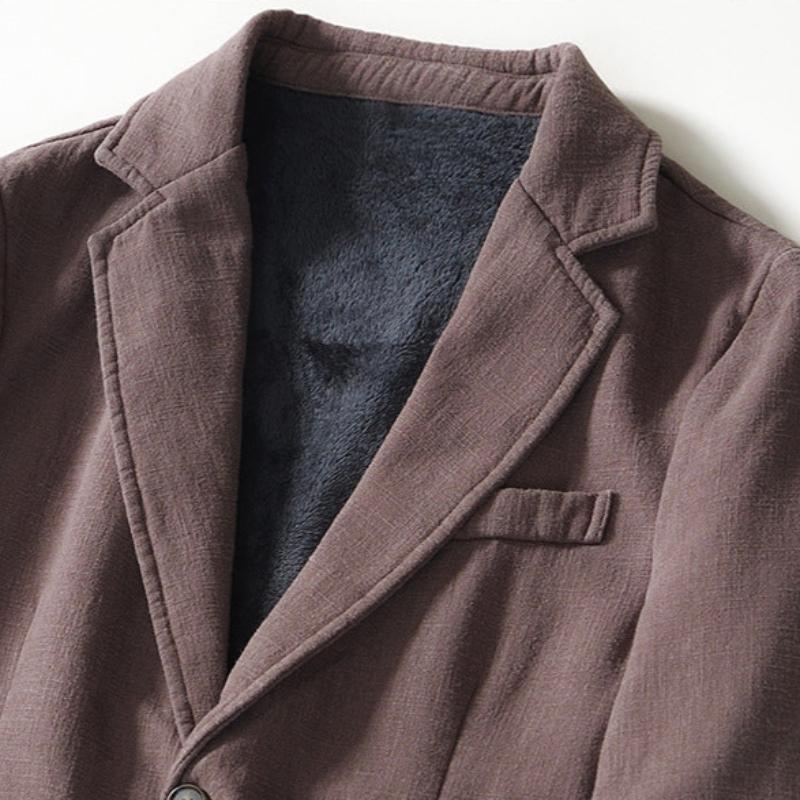 Lennox — Cozy Fleece - Lined Linen Blazer with Relaxed Fit (Coffee XS) - | Zavonix
