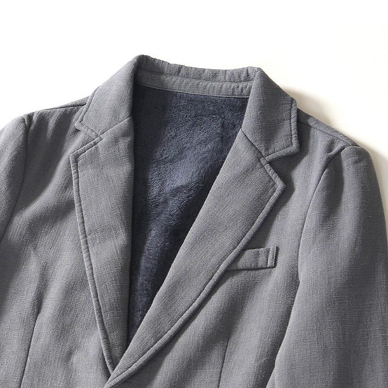 Lennox — Cozy Fleece - Lined Linen Blazer with Relaxed Fit (Gray XS) - | Zavonix