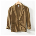 Lennox — Cozy Fleece - Lined Linen Blazer with Relaxed Fit (Khaki XS) - | Zavonix