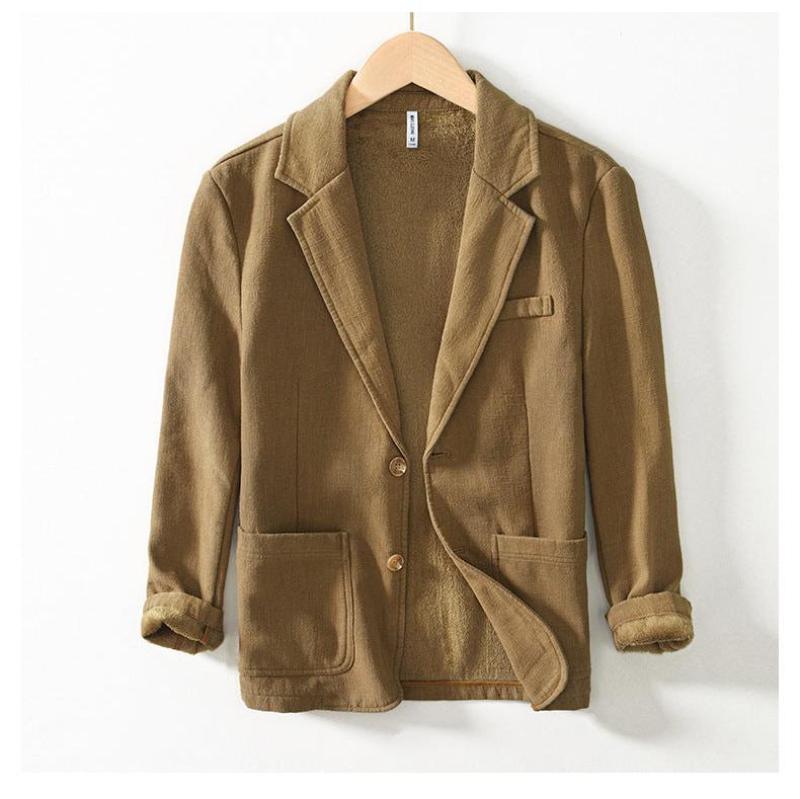 Lennox — Cozy Fleece - Lined Linen Blazer with Relaxed Fit (Khaki XS) - | Zavonix