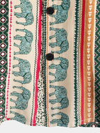 Lennox — Men's Lightweight Viscose Shirt with Retro Elephant Print (Green S) - short | Zavonix