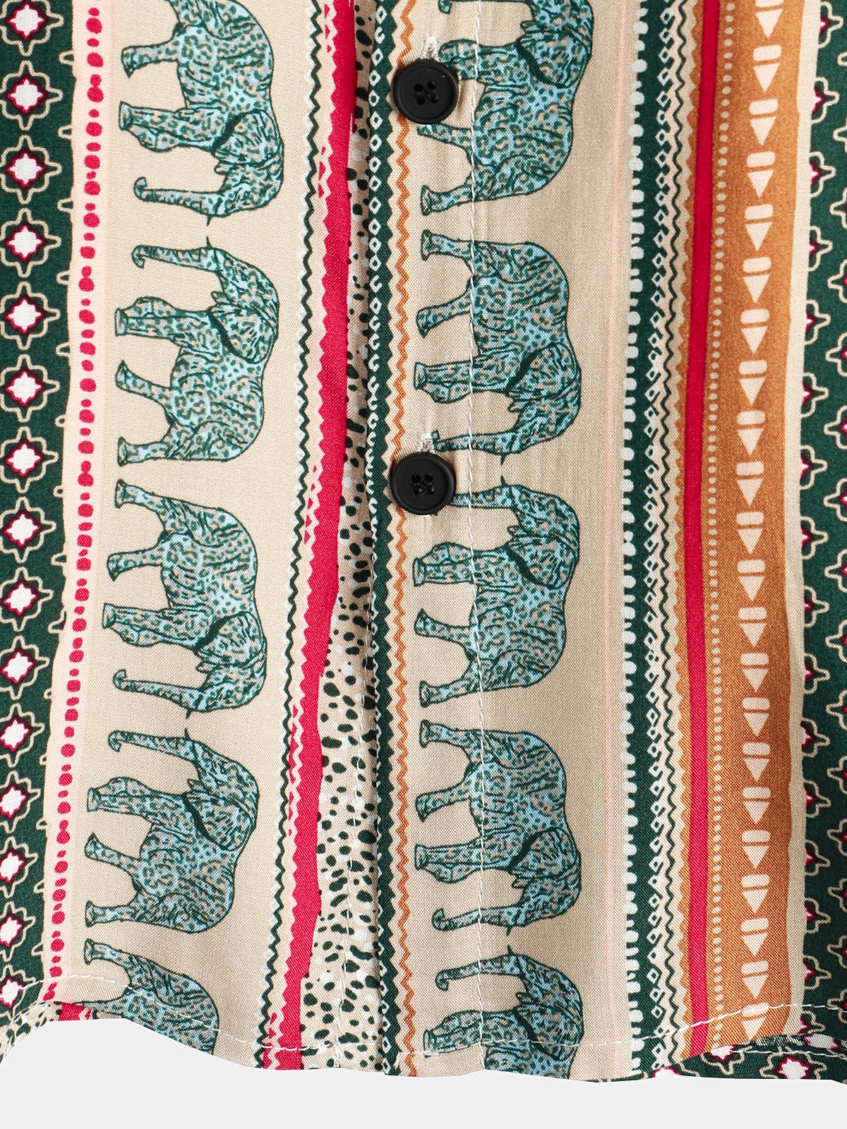 Lennox — Men's Lightweight Viscose Shirt with Retro Elephant Print (Green S) - short | Zavonix