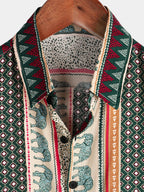 Lennox — Men's Lightweight Viscose Shirt with Retro Elephant Print (Green S) - short | Zavonix