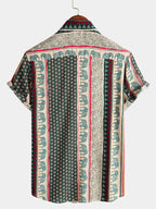 Lennox — Men's Lightweight Viscose Shirt with Retro Elephant Print (Green S) - short | Zavonix